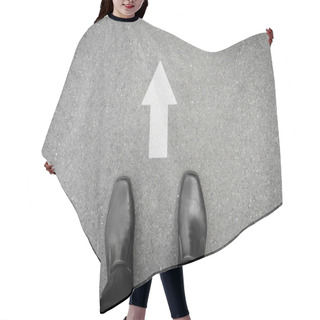 Personality  Black Shoes And Direction Sign To Go Ahead Hair Cutting Cape