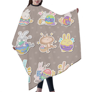 Personality  Cartoon Easter Rabbit And Egg Stickers Hair Cutting Cape