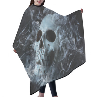 Personality  Human Skull With Smoke On Dark Background Hair Cutting Cape