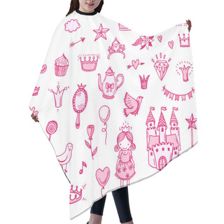 Personality  Hand Drawn Set Of Princess Elements Hair Cutting Cape