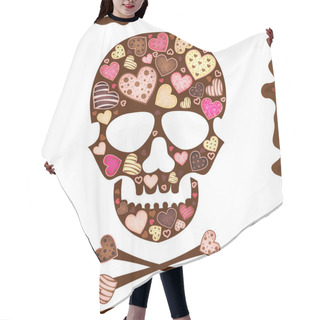 Personality  Background With Skull , Sweetmeat And Chocolate Hair Cutting Cape