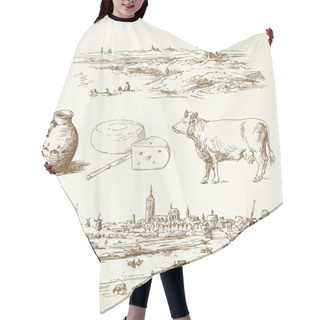 Personality  Holland Windmill - Hand Drawn Illustration Hair Cutting Cape