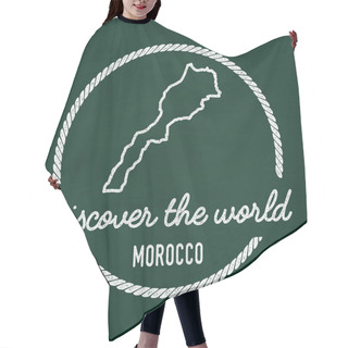 Personality  White Chalk Texture Hipster Insignia With Kingdom Of Morocco Map On A Green Blackboard. Hair Cutting Cape