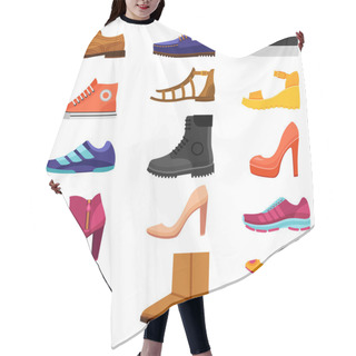 Personality  Footwear Colored Icons Set Hair Cutting Cape