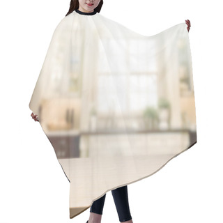Personality  Table Top And Blur Interior Background Hair Cutting Cape