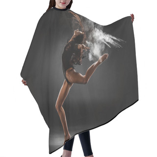 Personality  Young Ballerina In Black Bodysuit With Talc Powder Dancing On Dark Background Hair Cutting Cape