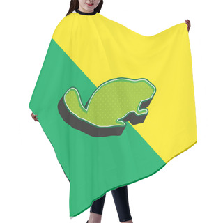 Personality  Beaver Mammal Animal Shape Green And Yellow Modern 3d Vector Icon Logo Hair Cutting Cape