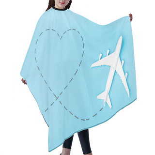 Personality  Top View Of White Plane Model And Tickets On Blue Background Hair Cutting Cape