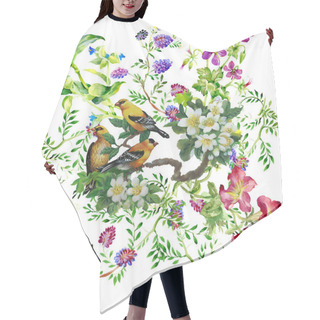 Personality  Tropical Birds With On Blooming Tree Hair Cutting Cape