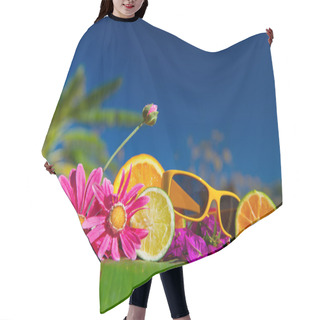 Personality  Tropical Citrus Fruit Flowers And Sunglasses Hair Cutting Cape