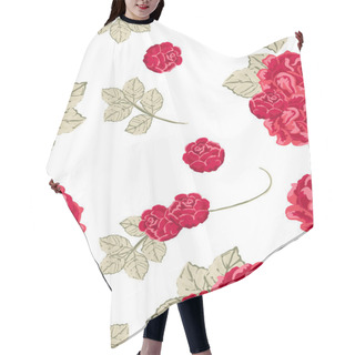 Personality  Seamless Vintage Pattern With Red Roses Hair Cutting Cape