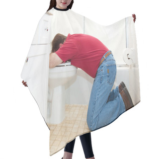 Personality  Man Throwing Up In Bathroom Hair Cutting Cape