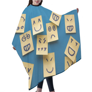 Personality  Smilies Yellow Stickers On Blue Background Hair Cutting Cape