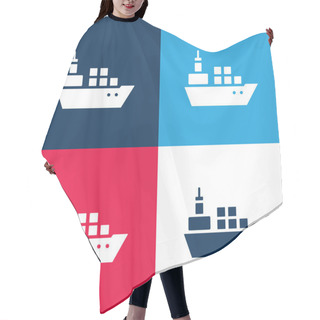 Personality  Boat With Containers Blue And Red Four Color Minimal Icon Set Hair Cutting Cape