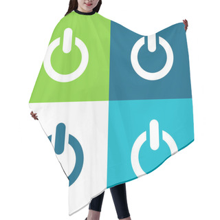 Personality  Big Power Button Flat Four Color Minimal Icon Set Hair Cutting Cape