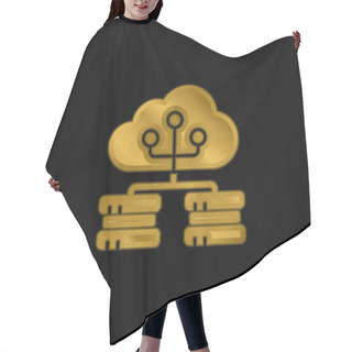 Personality  Big Data Gold Plated Metalic Icon Or Logo Vector Hair Cutting Cape