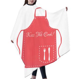 Personality  Red Apron With Text Kiss The Cook Hair Cutting Cape