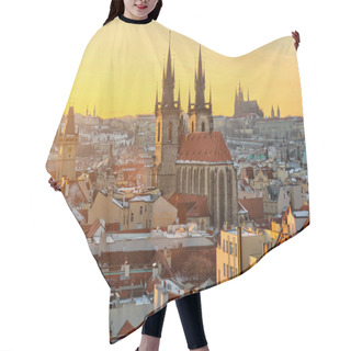 Personality  Panoramic View Of Old Town And Temple Of Tyn In Prague. Hair Cutting Cape