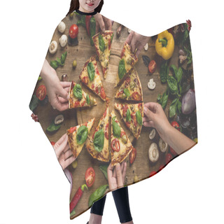 Personality  Friends Eating Pizza Hair Cutting Cape
