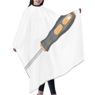 Personality  White And Yellow Screwdriver. Hair Cutting Cape