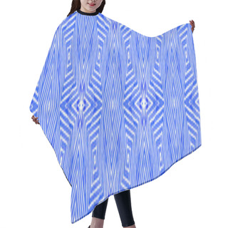 Personality  Blue Seamless Border Scroll. Geometric Watercolor  Hair Cutting Cape