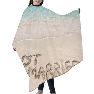 Personality  Just Married Written On The Sand Hair Cutting Cape