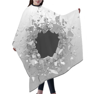Personality  Dark Destruction Cracked Hole In White Stone Wall Hair Cutting Cape