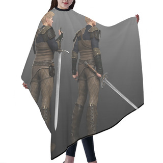 Personality  Fantasy Male Medieval Knight In Armor Full Length Back View Hair Cutting Cape