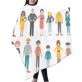 Personality  Collection Of Flat People Figures. Vector. Hair Cutting Cape