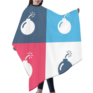 Personality  Bomb Blue And Red Four Color Minimal Icon Set Hair Cutting Cape