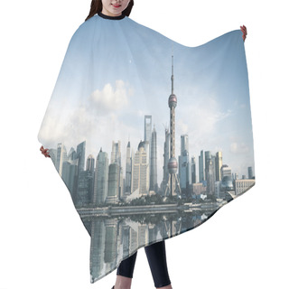 Personality  Shanghai Skyline With Reflection Hair Cutting Cape