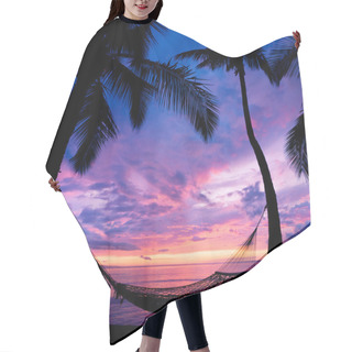 Personality  Beautiful Vacation Sunset, Hammock Silhouette With Palm Trees Hair Cutting Cape