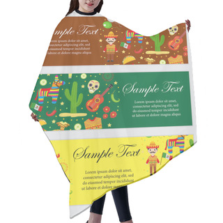 Personality  Cinco De Mayo Celebration In Mexico, Banner Set. Horizontal Board, Template For Your Design. Vector Illustration, Clip Art. Hair Cutting Cape