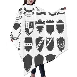 Personality  Set Of Vector Shields And Badges Hair Cutting Cape