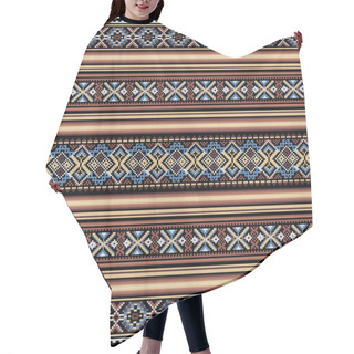 Personality  Ethnic Ornamental Background In Blue And Brown Colors Hair Cutting Cape