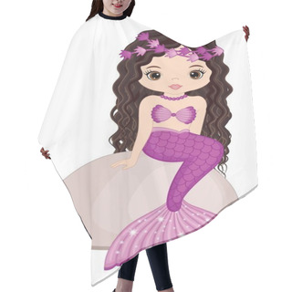 Personality  Cute Mermaid With Long Hair And Purple Fishtail Hair Cutting Cape