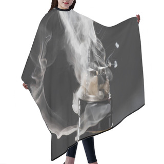 Personality  Activating Electronic Cigarette With Clouds Of Smoke On Dark Background Hair Cutting Cape