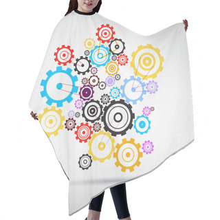 Personality  Abstract Colorful Cogs Hair Cutting Cape