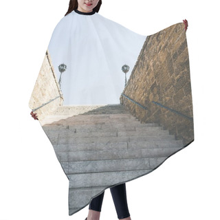 Personality  Bottom View Of Stairs With Walls And Railings Hair Cutting Cape