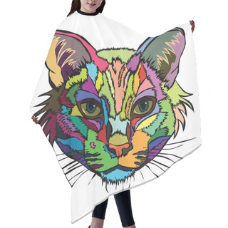 Personality  Vector Illustration. Pop Art Portrait Of A Cat. Hair Cutting Cape