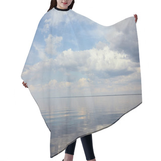 Personality  Calm Pond And Light Blue Sky With White Clouds Hair Cutting Cape