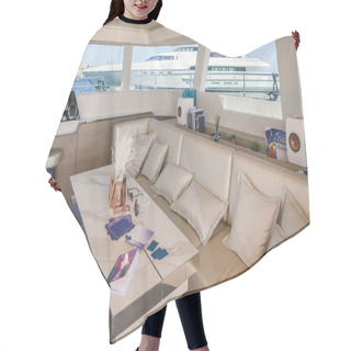 Personality  Interior Of Living Room Inside A Luxury Motoryacht Hair Cutting Cape