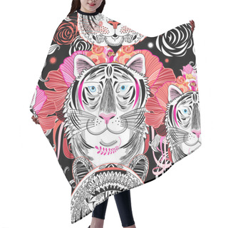 Personality  Graphic Pattern Tigers Hair Cutting Cape