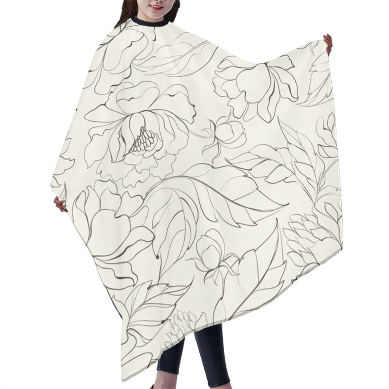 Personality  Seamless Floral Pattern With Peony. Hair Cutting Cape