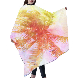 Personality  Retro Photo Of A Beautiful Watercolor Of Palm Trees Hair Cutting Cape
