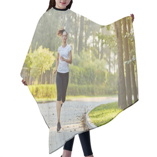 Personality  Young Woman Running In Park  Hair Cutting Cape
