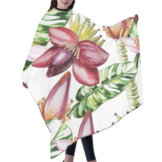 Personality  Water Color Pattern With Flowers And Banana Leaves Hair Cutting Cape