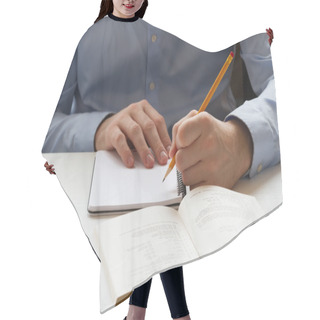 Personality  Student Writing In A Notebook Hair Cutting Cape