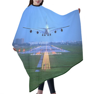Personality  Passenger Plane Fly Up Over Take-off Runway From Airport Hair Cutting Cape