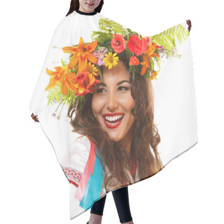 Personality  Ukrainian Woman In Garland Of Flowers Hair Cutting Cape